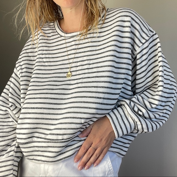 Jolie Sweaters - JOLIE Striped Crew Neck Pull Over Sweatshirt